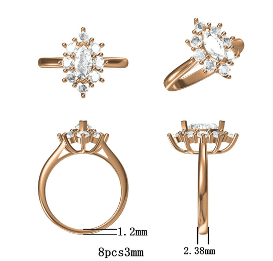 Reserved for AAA Custom  Semi Mount Ring 14K Yellow Gold Marquise 4x8mm