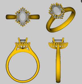 Reserved for AAA Custom Semi Mount RIng Baguette and Round Diamond Halo 14K Rose Gold 5x7mm oval - Lord of Gem Rings