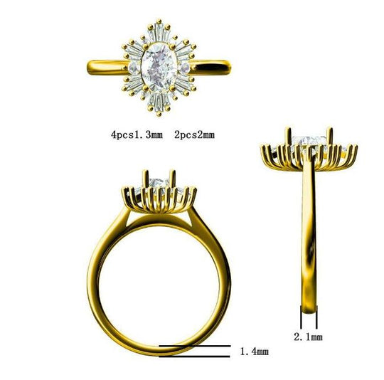 Reserved for AAA  Custom Semi Mount RIng Baguette/Round Diamond Large Halo 14K Rose Gold 5x7mm oval