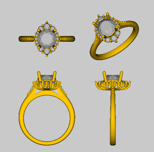 Reserved for AAA Custom Semi Mount Ring  Graduated Round Diamond Halo Rose Gold Round