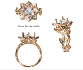 Reserved for AAA Diamond Flora Semi Mount Ring 14K Rose Gold Princess 6.5x6.5mm - Lord of Gem Rings
