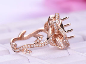 Reserved for AAA Diamond Flora Semi Mount Ring 14K Rose Gold Princess 6.5x6.5mm - Lord of Gem Rings