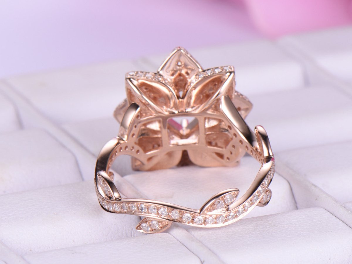 Reserved for AAA Diamond Flora Semi Mount Ring 14K Rose Gold Princess 6.5x6.5mm - Lord of Gem Rings
