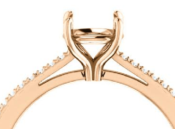 Reserved for AAA Diamond Semi Mount Ring Rose Gold cathedral Round 9mm - Lord of Gem Rings