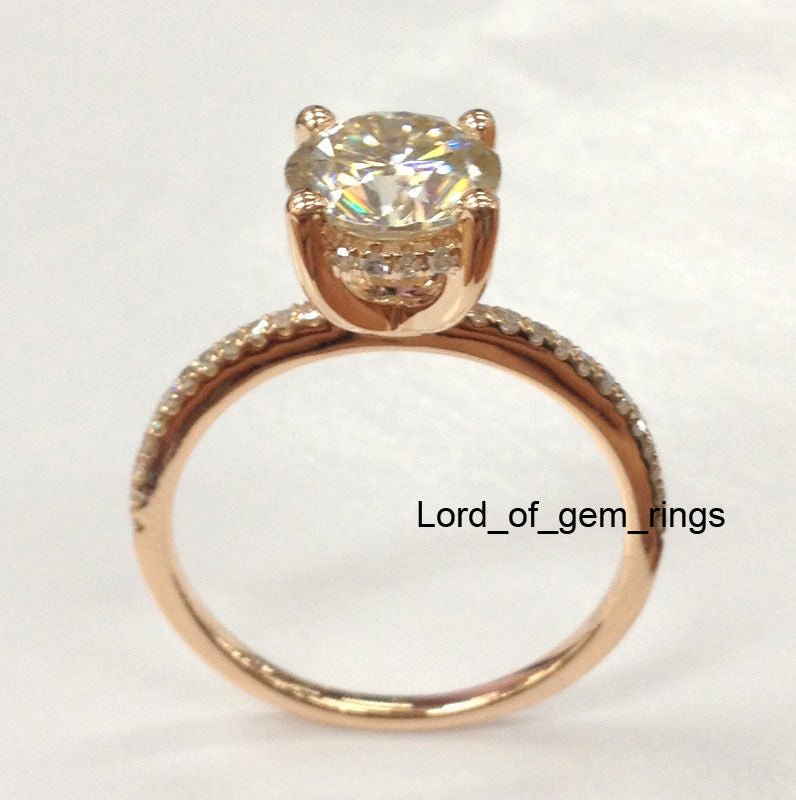 Reserved for AAA Diamond Semi Mount Ring Under Halo 14K White Gold Round 9mm - Lord of Gem Rings