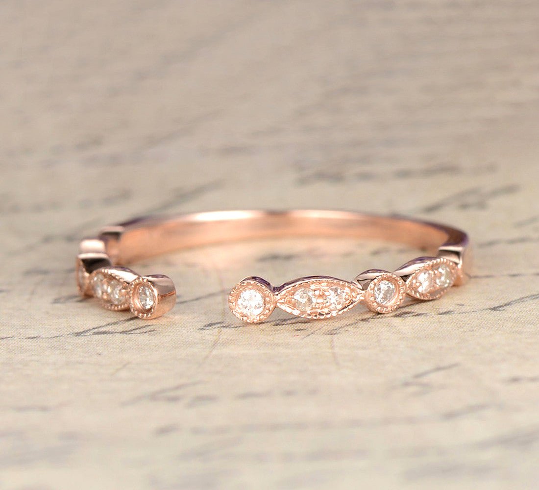 Reserved for AAA Diamond Wedding Band Half Eternity Anniversary Ring 14K White Gold Open End - Lord of Gem Rings