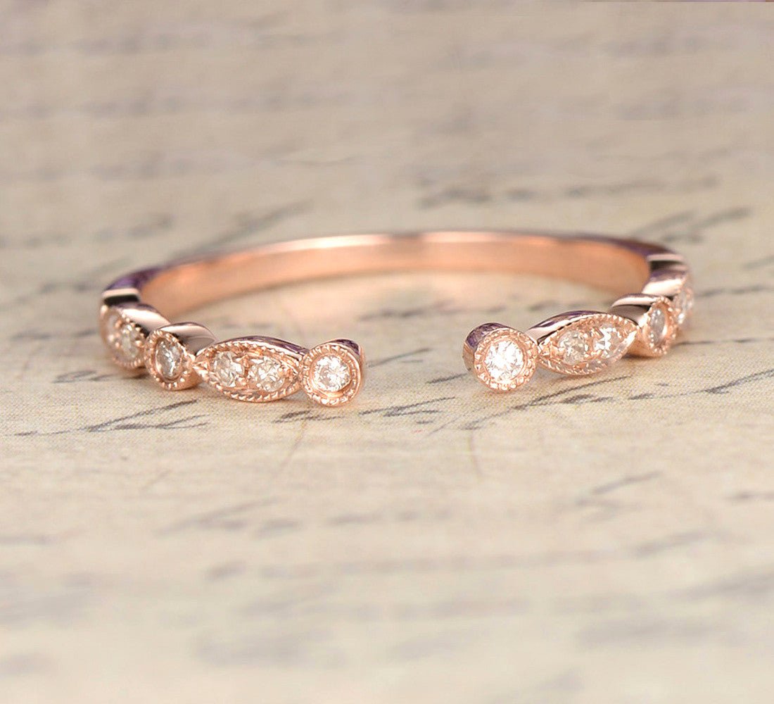 Reserved for AAA Diamond Wedding Band Half Eternity Anniversary Ring 14K White Gold Open End - Lord of Gem Rings