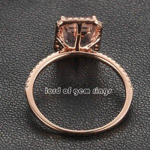 Reserved for AAA Emerald Cut Morganite Engagement Ring 18K Rose Gold 6x8mm - Lord of Gem Rings