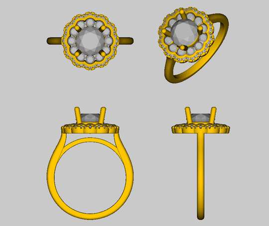 Reserved for AAA - Engagement Semi Mount Ring Layered Diamond Double Halo 14K Rose Gold Round 7mm