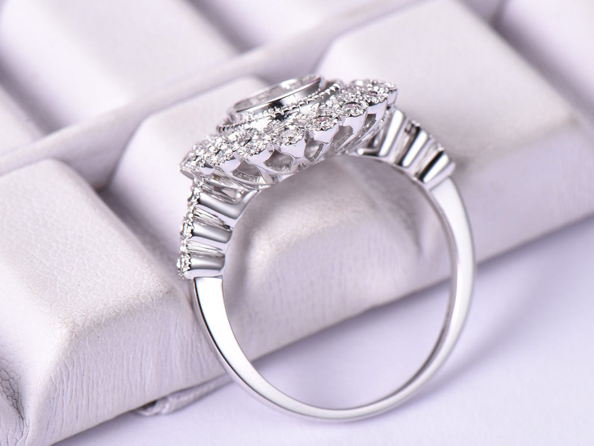 Reserved for AAA Filigree Diamond Semi Mount Ring Milgrains for 6.5mm Round - Lord of Gem Rings