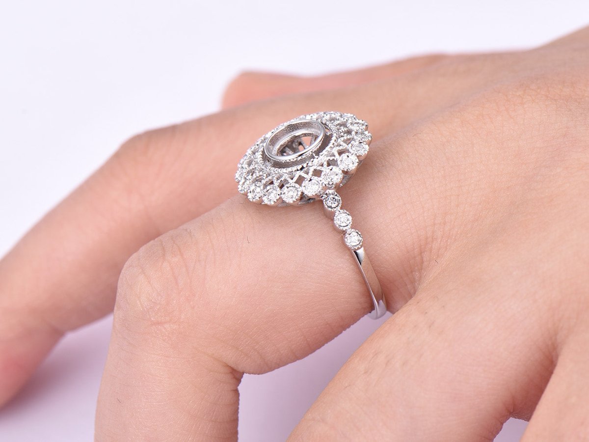 Reserved for AAA Filigree Diamond Semi Mount Ring Milgrains for 6.5mm Round - Lord of Gem Rings