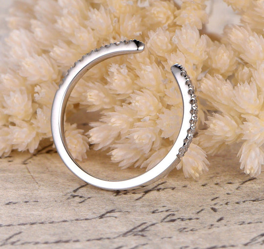 Reserved for AAA Pave Diamond Wedding Band Half Eternity 18K Rose Gold Open-End