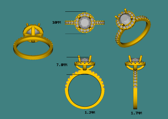 Reserved for AAA, Pave Moissanite Semi Mount Ring  14K Gold  Round 6.5mm