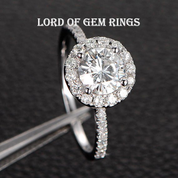 Reserved for AAA, Pave Moissanite Semi Mount Ring 14K Gold Round 6.5mm - Lord of Gem Rings