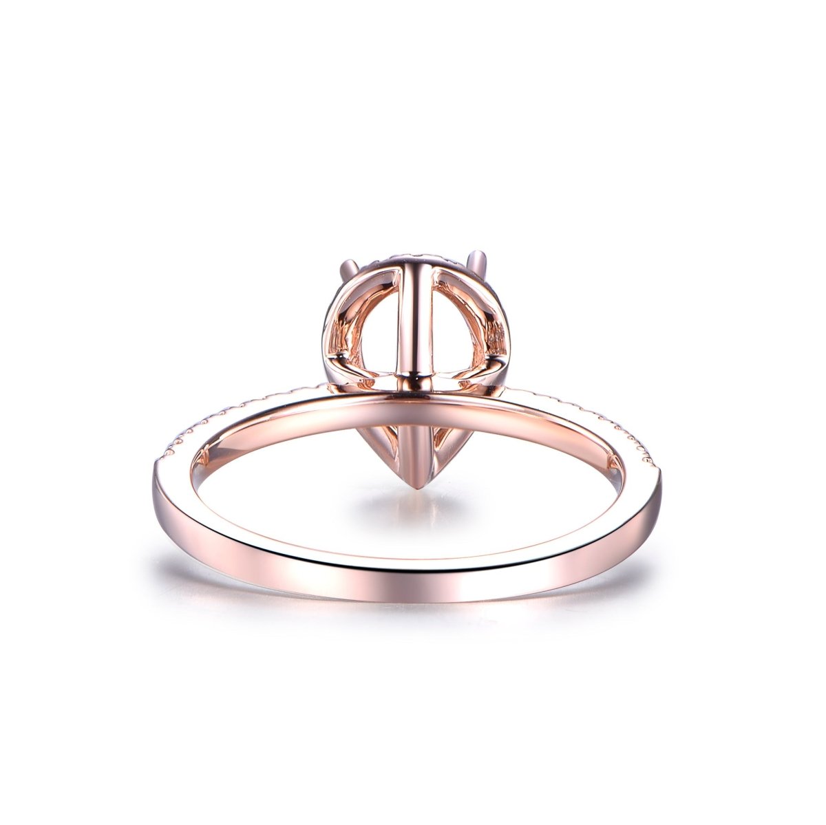 Reserved for AAA - Pear Semi Mount Ring Pave Full Cut Diamond 14K Rose Gold 8.5 x 5.5 mm - Lord of Gem Rings