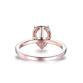 Reserved for AAA - Pear Semi Mount Ring Pave Full Cut Diamond 14K Rose Gold 8.5 x 5.5 mm - Lord of Gem Rings