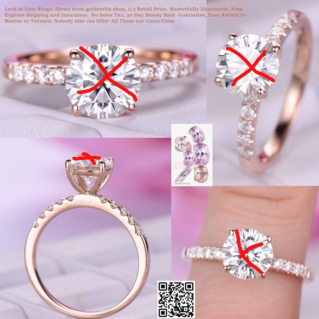 Reserved for AAA - Round Moissanite Semi Mount Pave Moissanite Shank 14K Gold 7.5mm - Lord of Gem Rings