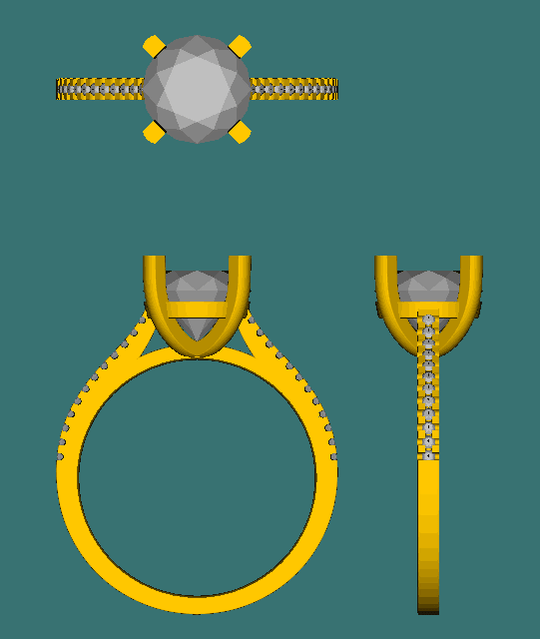 Reserved for AAA Semi Mount Cathedral Ring Pave Diamond Shank 14K Rose Gold 8mm