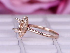 Reserved for AAA Semi Mount Ring Graduated Diamond Halo 14K Rose Gold Round 6.5mm - Lord of Gem Rings