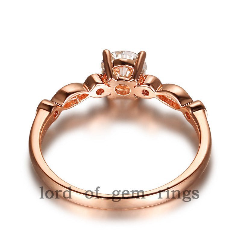 Reserved for AAA VS Diamond Semi Mount Ring 14K Rose Gold Art Deco Shank Round 7mm - Lord of Gem Rings