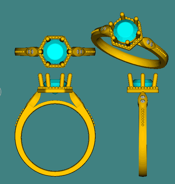 Reserved for AAA,Custom Ring Diamond Hexagon Halo 14k Yellow Gold Art Deco 6mm - Lord of Gem Rings