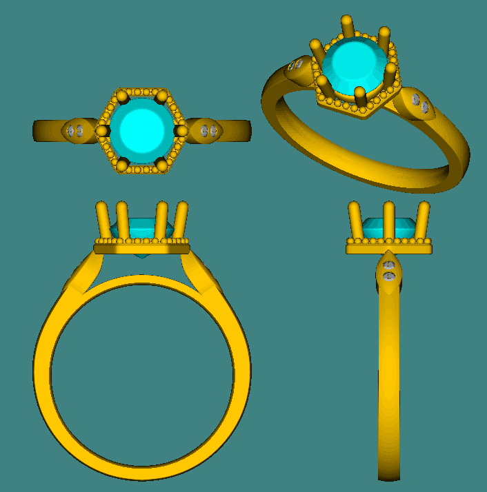 Reserved for AAA,Custom Ring Diamond Hexagon Halo 14k Yellow Gold Art Deco 6mm - Lord of Gem Rings
