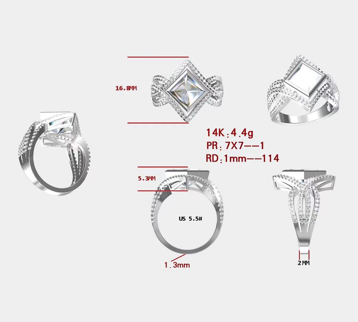 Reserved for Adam - Princess Diamond Semi Mount Engagement Ring Split Shank 14K White Gold - Lord of Gem Rings