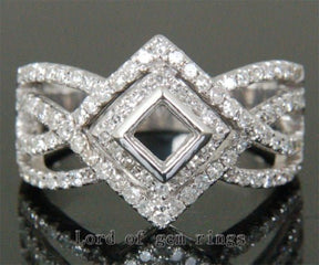Reserved for Adam - Princess Diamond Semi Mount Engagement Ring Split Shank 14K White Gold - Lord of Gem Rings