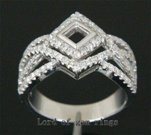 Reserved for Adam - Princess Diamond Semi Mount Engagement Ring Split Shank 14K White Gold - Lord of Gem Rings