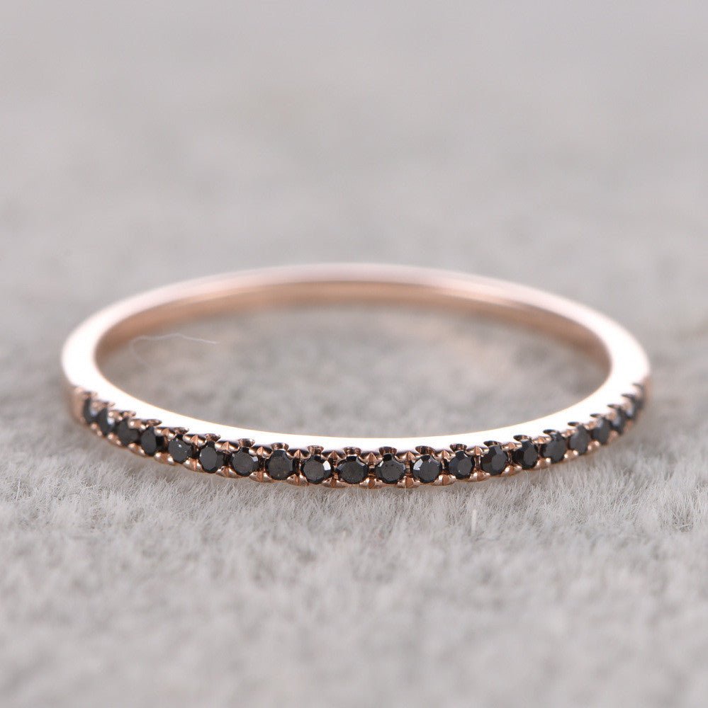 Reserved for aduran0486 Pave Black Diamond Wedding Band Full Eternity Ring 14k Rose gold - Lord of Gem Rings