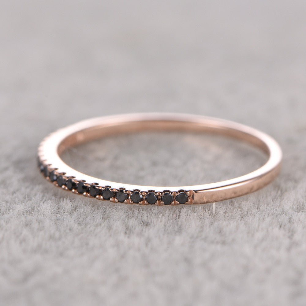 Reserved for aduran0486 Pave Black Diamond Wedding Band Full Eternity Ring 14k Rose gold - Lord of Gem Rings