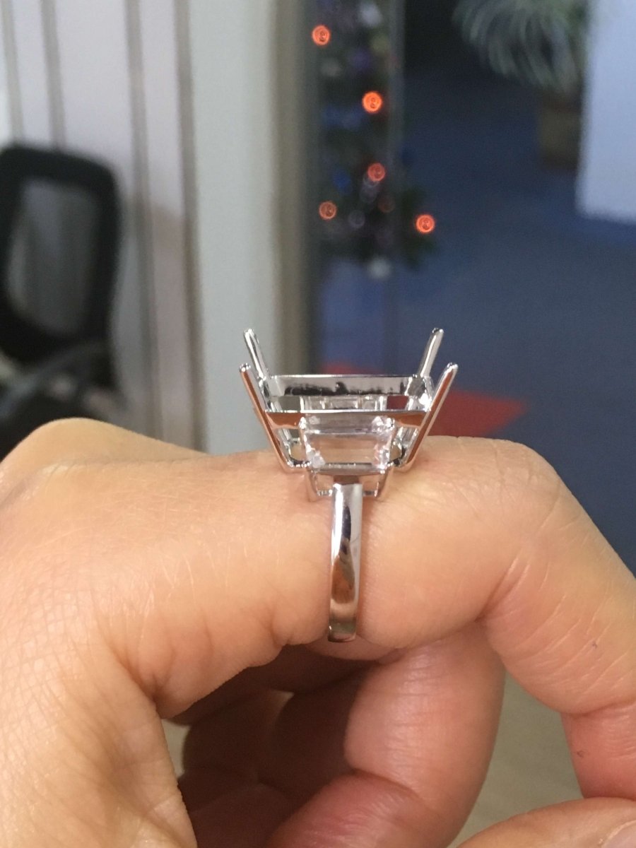 Reserved for Ailynne - Payment Plan, Diamond 14K White Gold Semi Mount Ring Emerald Cut - Lord of Gem Rings