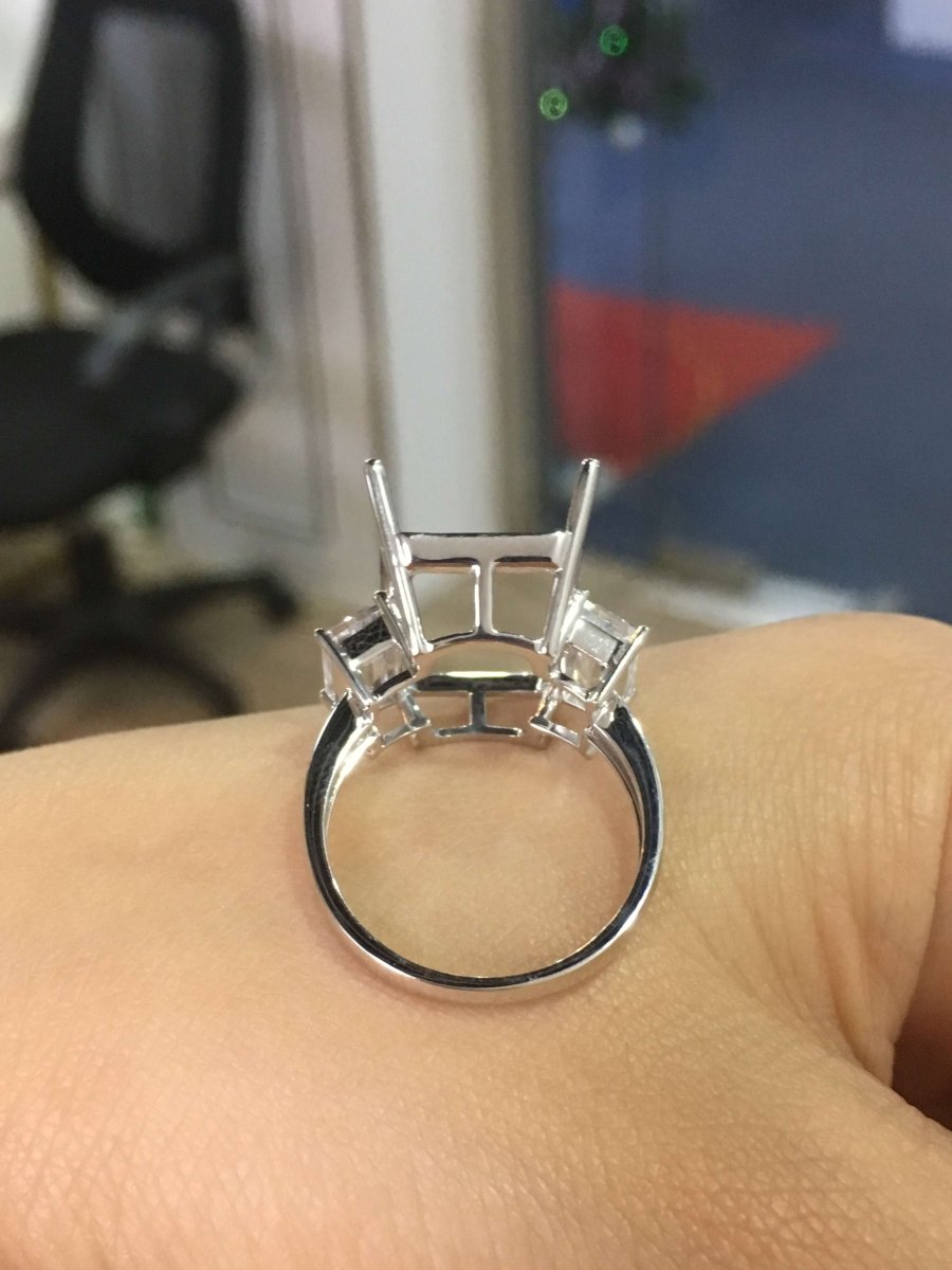 Reserved for Ailynne - Payment Plan, Diamond 14K White Gold Semi Mount Ring Emerald Cut - Lord of Gem Rings