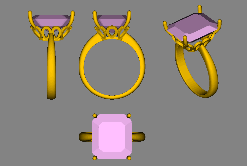Reserved for alex2jtown custom semi mount for emerald cut stone, 14K rose gold - Lord of Gem Rings