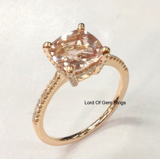Reserved for Alyssa, Custom matching band for  Cushion Morganite Engagement Ring