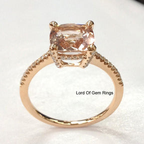 Reserved for Alyssa, Custom matching band for Cushion Morganite Engagement Ring - Lord of Gem Rings