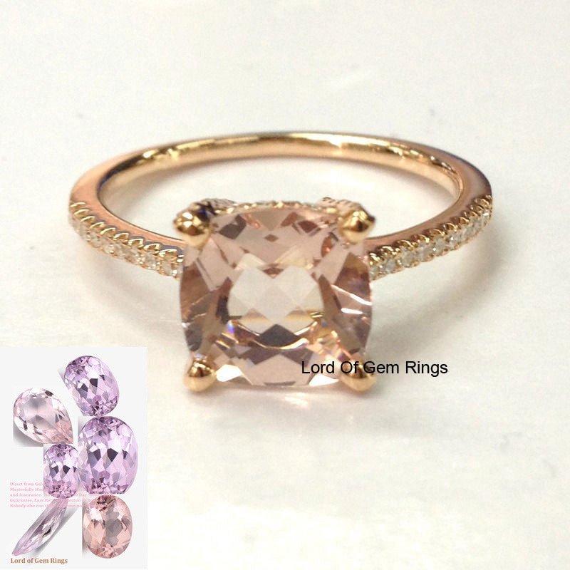 Reserved for Alyssa, Custom matching band for Cushion Morganite Engagement Ring - Lord of Gem Rings