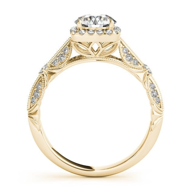Reserved for Amanda, Round Morganite Engagement Ring Pave Diamond 14K Yellow Gold Side/Under Gallery - Lord of Gem Rings