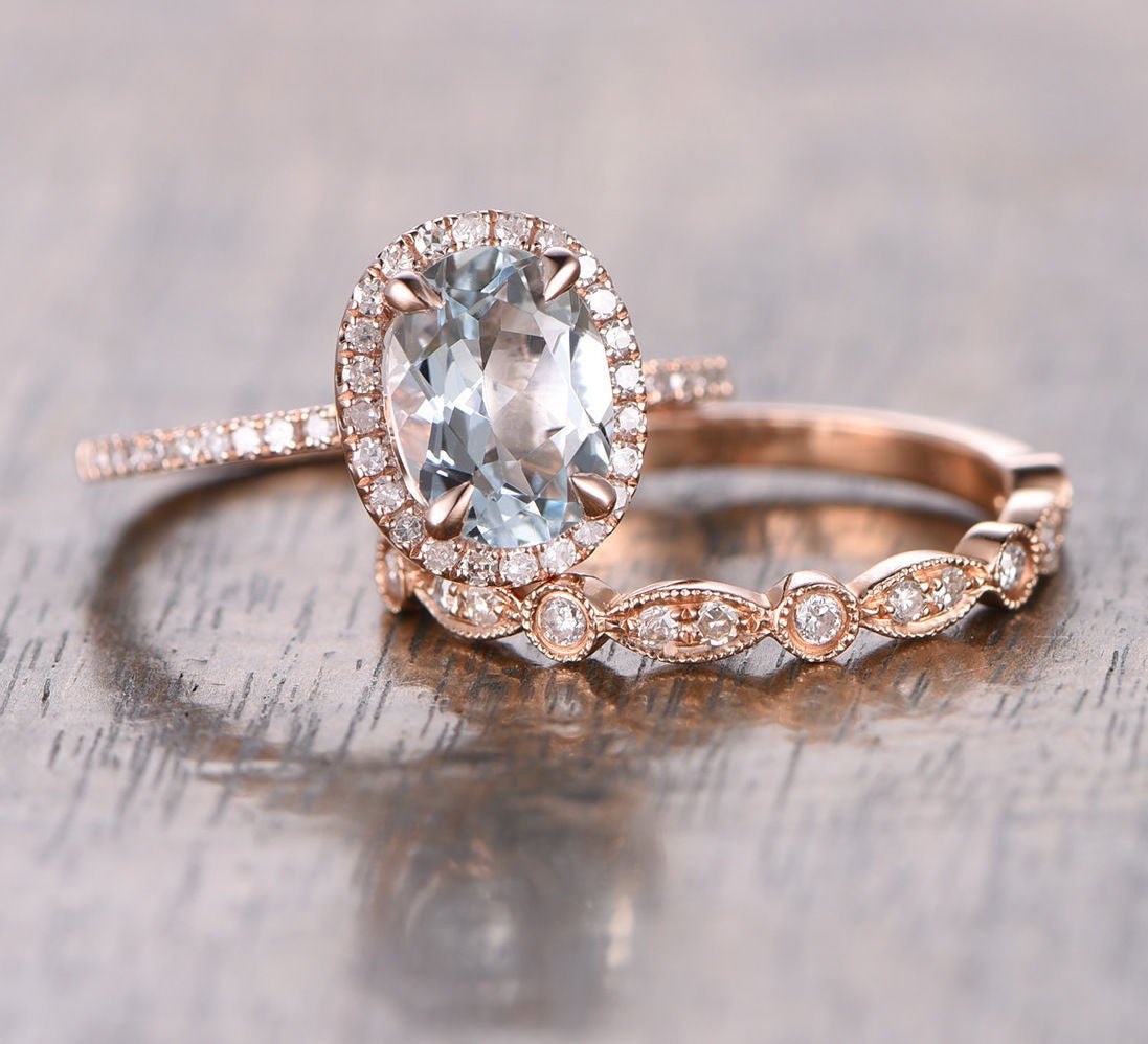 Reserved for amandajanepaiz562 Oval White Topaz Ring Set 14K White Gold - Lord of Gem Rings