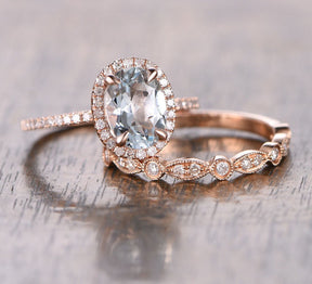 Reserved for amandajanepaiz562 Oval White Topaz Ring Set 14K White Gold - Lord of Gem Rings