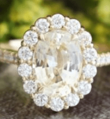 Reserved for amandajanepaiz562 Oval White Topaz Ring Set 14K White Gold - Lord of Gem Rings