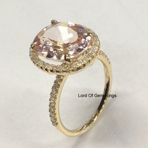 Reserved for amanfredi Oval White Morganite Engagement Ring Pave Diamond Wedding 14K Yellow Gold 7x9mm - Lord of Gem Rings