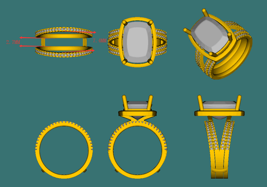 Reserved for Amber Diamond Ring Enhancer for Cushion Morganite Ring Split Shank 14K Rose Gold