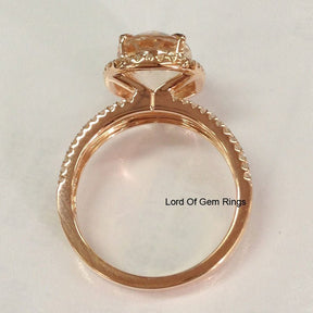 Reserved for amonika01 Cushion Morganite Engagement Ring 14K White Gold - Lord of Gem Rings