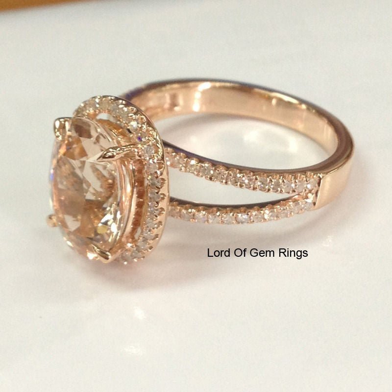 Reserved for amonika01 Cushion Morganite Engagement Ring 14K White Gold - Lord of Gem Rings
