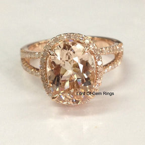 Reserved for amonika01 Cushion Morganite Engagement Ring 14K White Gold - Lord of Gem Rings