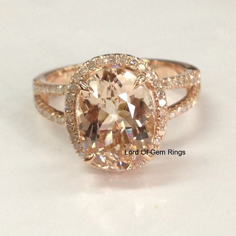 Reserved for amonika01 Cushion Morganite Engagement Ring 14K White Gold - Lord of Gem Rings