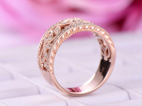 Reserved for Andile 1st payment, Custom Moissanite Floral Wedding Ring 14K Rose Gold - Lord of Gem Rings