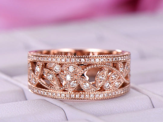 Reserved for Andile 2nd payment, Custom Moissanite Floral Wedding Ring 14K Rose Gold