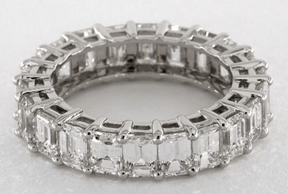 Reserved for Andile 3mm Princess White Topaz Wedding Ring Full Eternity 14K Rose Gold - Lord of Gem Rings